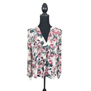Allison Joy floral long sleeve ruffle women's top size‎ M